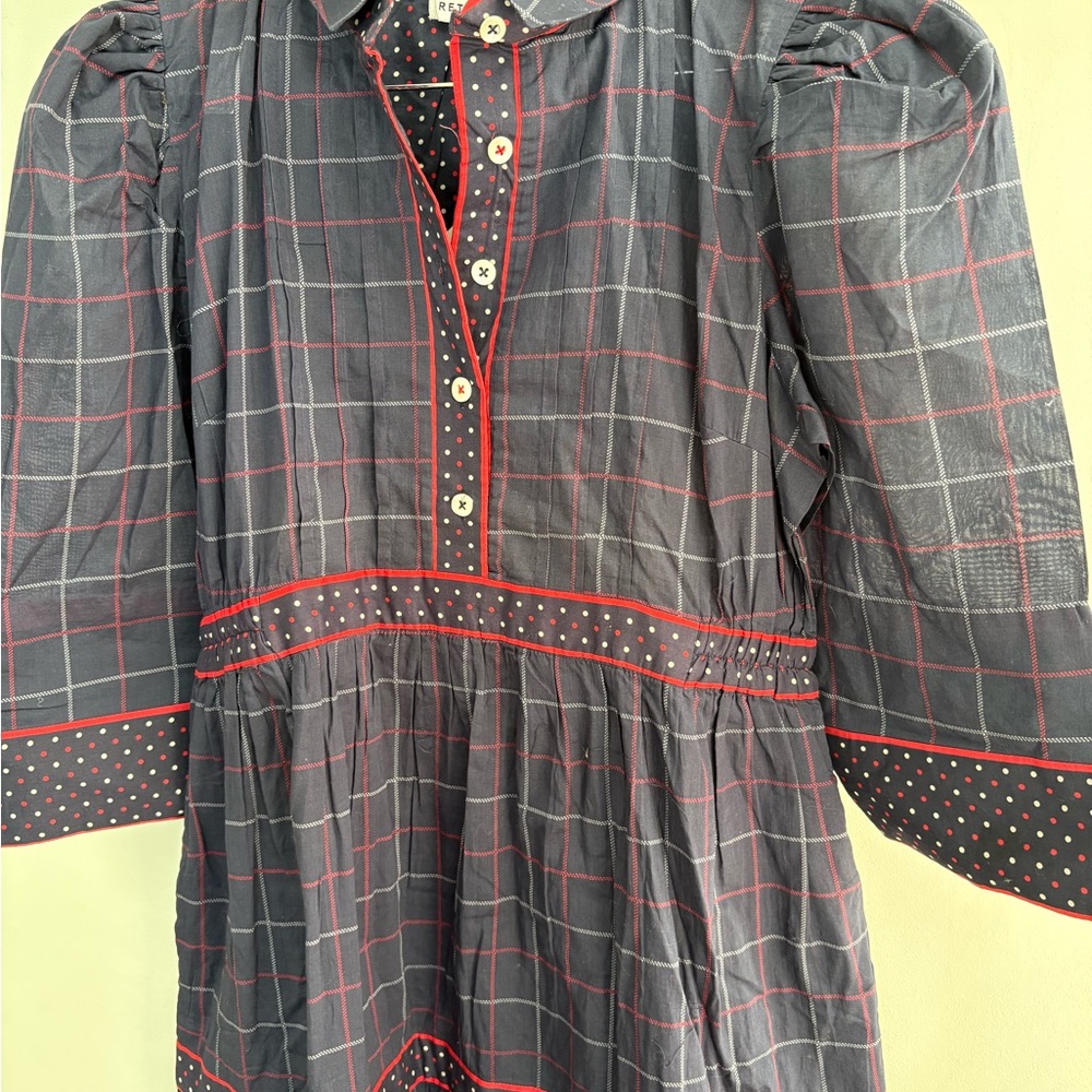 Gretchen Scott Designs Navy and Red Plaid Dress - Picture 2 of 6